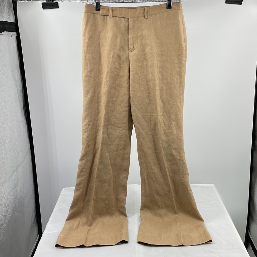 Nine West Cyndi Tan 100% linen Pants Size 4